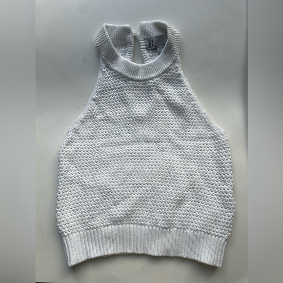 dh NEW YORK Tops - DH New York White Chunky Knit Halter Crop Top